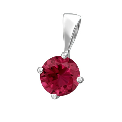 Birthstone Round 6mm Silver Pendant with Cubic Zirconia