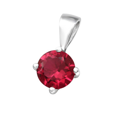 Birthstone Round 6mm Silver Pendant with Cubic Zirconia