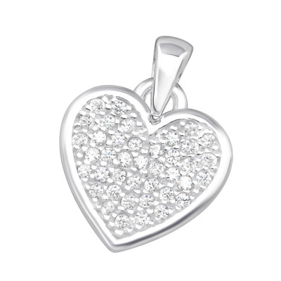 Silver Heart Pendant with Cubic Zirconia