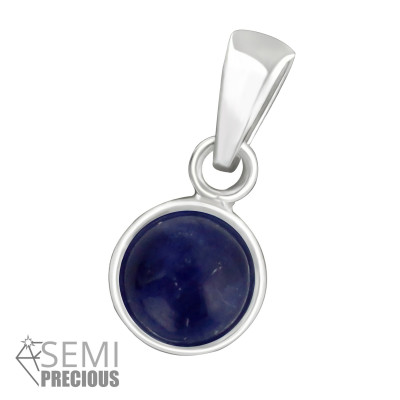 Silver Round Pendant with Semi Precious