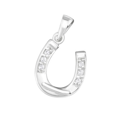 Silver Horseshoe Pendant with Cubic Zirconia