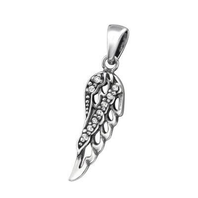 Silver Wing Pendant with Cubic Zirconia