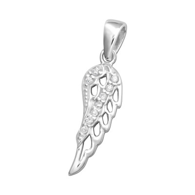 Silver Wing Pendant with Cubic Zirconia