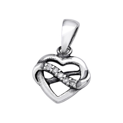 Silver Heart Pendant with Cubic Zirconia