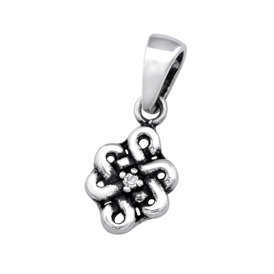 Infinity Knot Sterling Silver Pendant with Cubic Zirconia