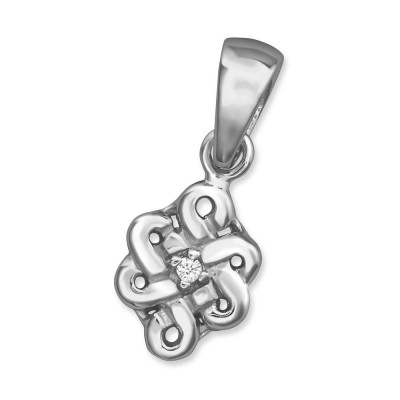 Infinity Knot Sterling Silver Pendant with Cubic Zirconia