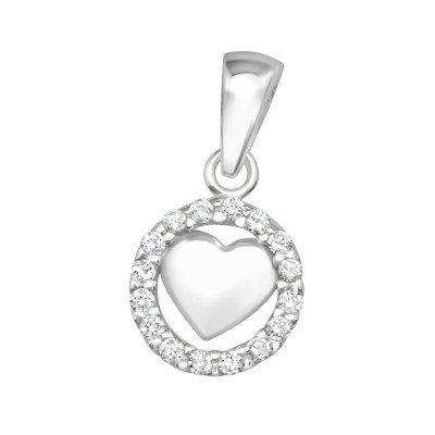 Silver Heart Pendant with Cubic Zirconia