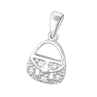 Silver Handbag Pendant with Cubic Zirconia