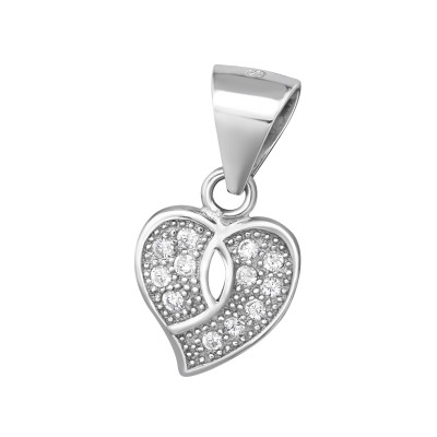 Heart Sterling Silver Pendant with Cubic Zirconia