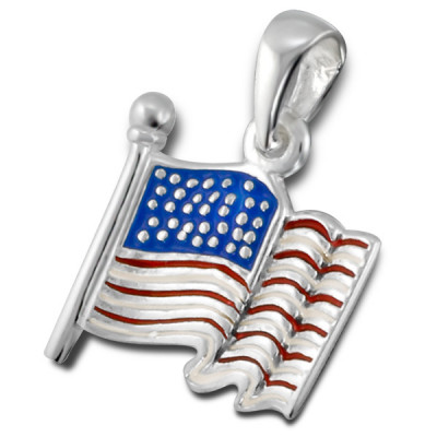 Us Flag Sterling Silver Pendant