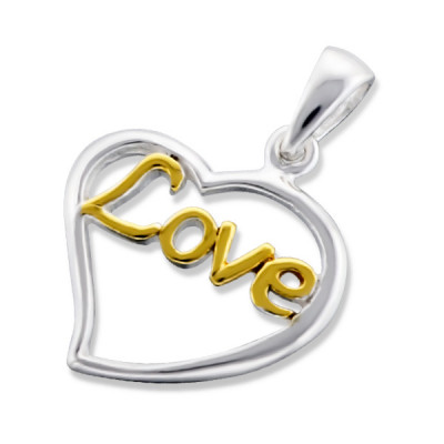 Love Inside Heart Sterling Silver Pendant