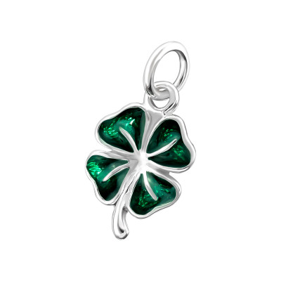 Silver Lucky Clover Pendant with Epoxy