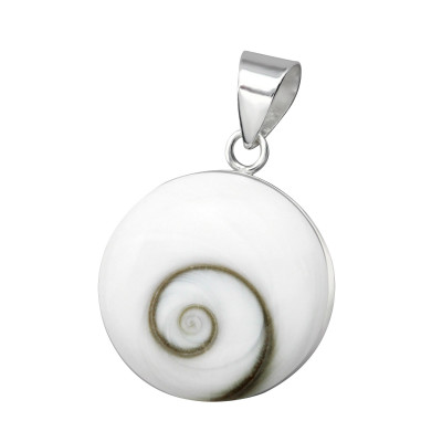 Silver Swirl Pendant with Imitation Stone