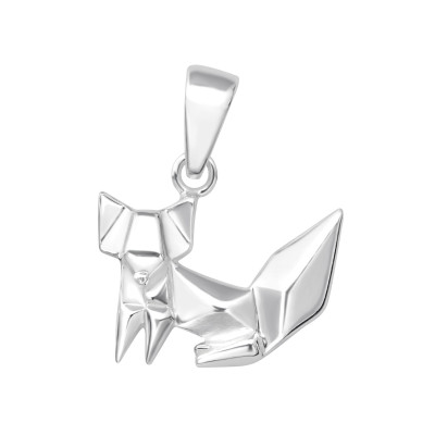 Silver Origami Fox Pendant