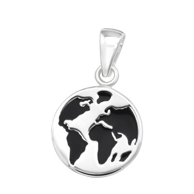 Silver Earth Pendant with Epoxy