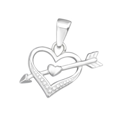 Silver Heart and Arrow Pendant