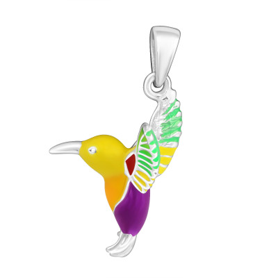 Silver Hummingbird Pendant with Epoxy