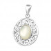 Silver Oval Pendant with Imitation Stone