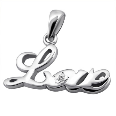 Love with Real Diamond Sterling Silver Pendant