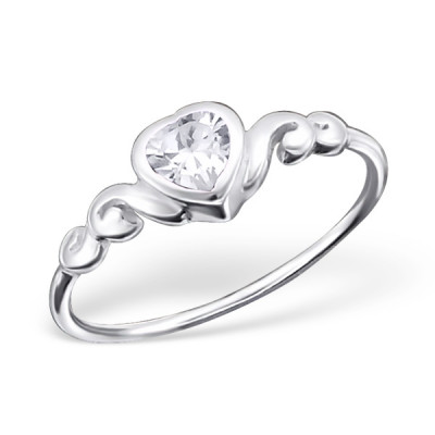 Heart Sterling Silver Ring with Cubic Zirconia