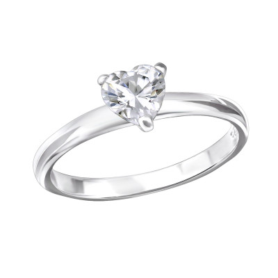 Heart Sterling Silver Ring with Cubic Zirconia