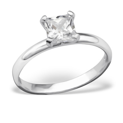 Square Sterling Silver Ring with Cubic Zirconia