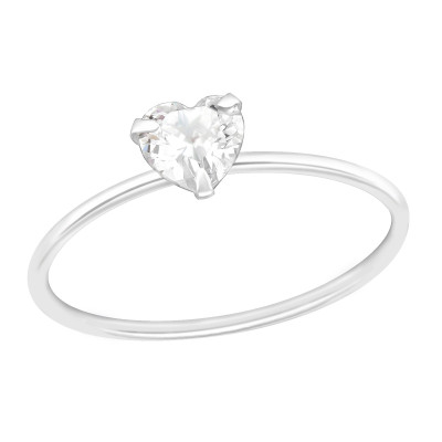 Silver Heart Ring with Cubic Zirconia