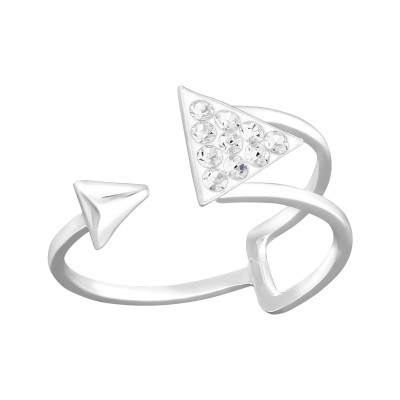 Triangle Sterling Silver Ring with Crystal