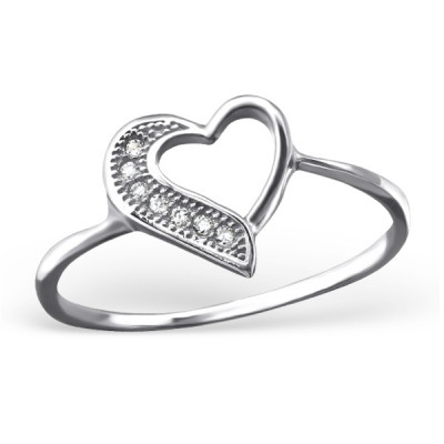 Heart Sterling Silver Ring with Cubic Zirconia