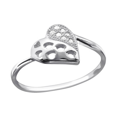 Silver Heart Ring with Cubic Zirconia