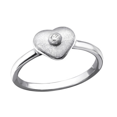 Silver Heart Ring with Cubic Zirconia