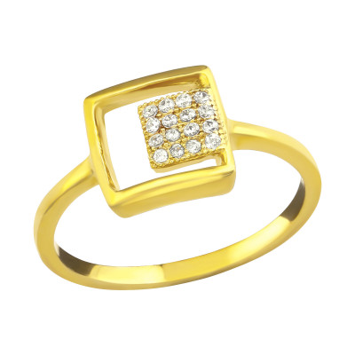 Square Sterling Silver Ring with Cubic Zirconia