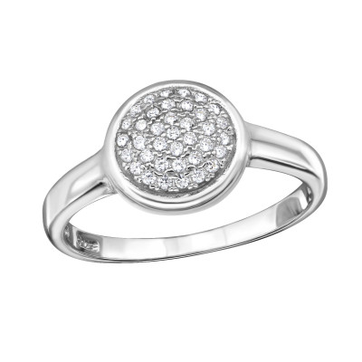 Round Sterling Silver Ring with Cubic Zirconia