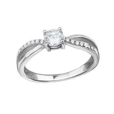 Silver Intertwining Ring with Cubic Zirconia