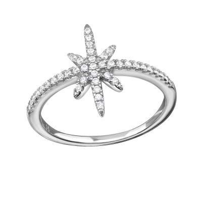 Silver Northern Star Ring with Cubic Zirconia