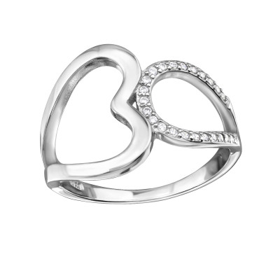 Silver Heart Ring with Cubic Zirconia