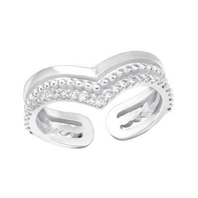 Silver Open Ring with Cubic Zirconia