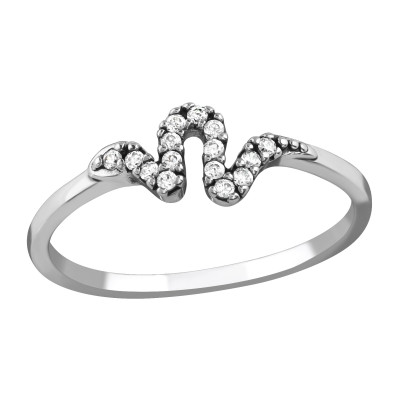 Silver Snake Ring with Cubic Zirconia