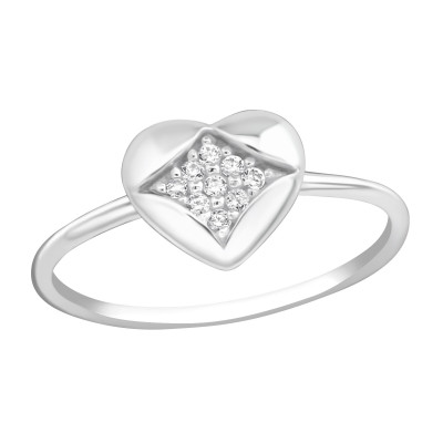 Silver Heart Ring with Cubic Zirconia