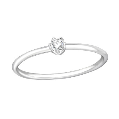 Silver Solitaire Ring with Cubic Zirconia