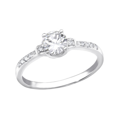 Silver Solitaire Ring with Cubic Zirconia