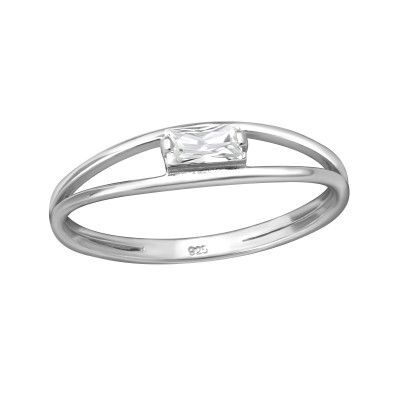Silver Baguette Ring with Cubic Zirconia
