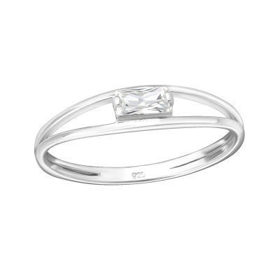 Silver Baguette Ring with Cubic Zirconia