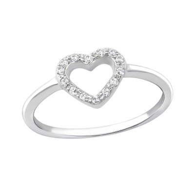 Silver Heart Ring with Cubic Zirconia