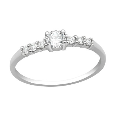 Silver Solitaire Ring with Cubic Zirconia