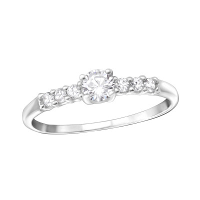 Silver Solitaire Ring with Cubic Zirconia