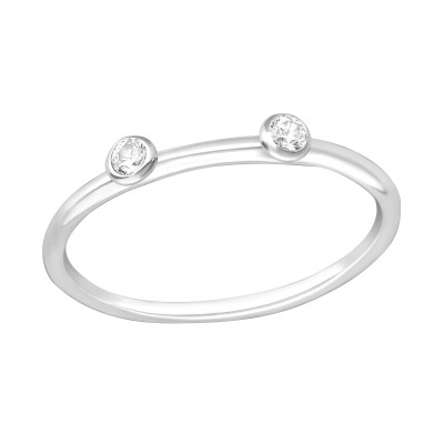 Silver Double Stone Ring with Cubic Zirconia