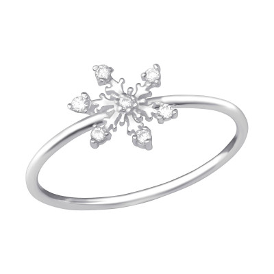 Silver Snowflake Ring with Cubic Zirconia