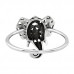 Silver Elephant Ring with Crystal