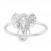 Silver Elephant Ring with Crystal